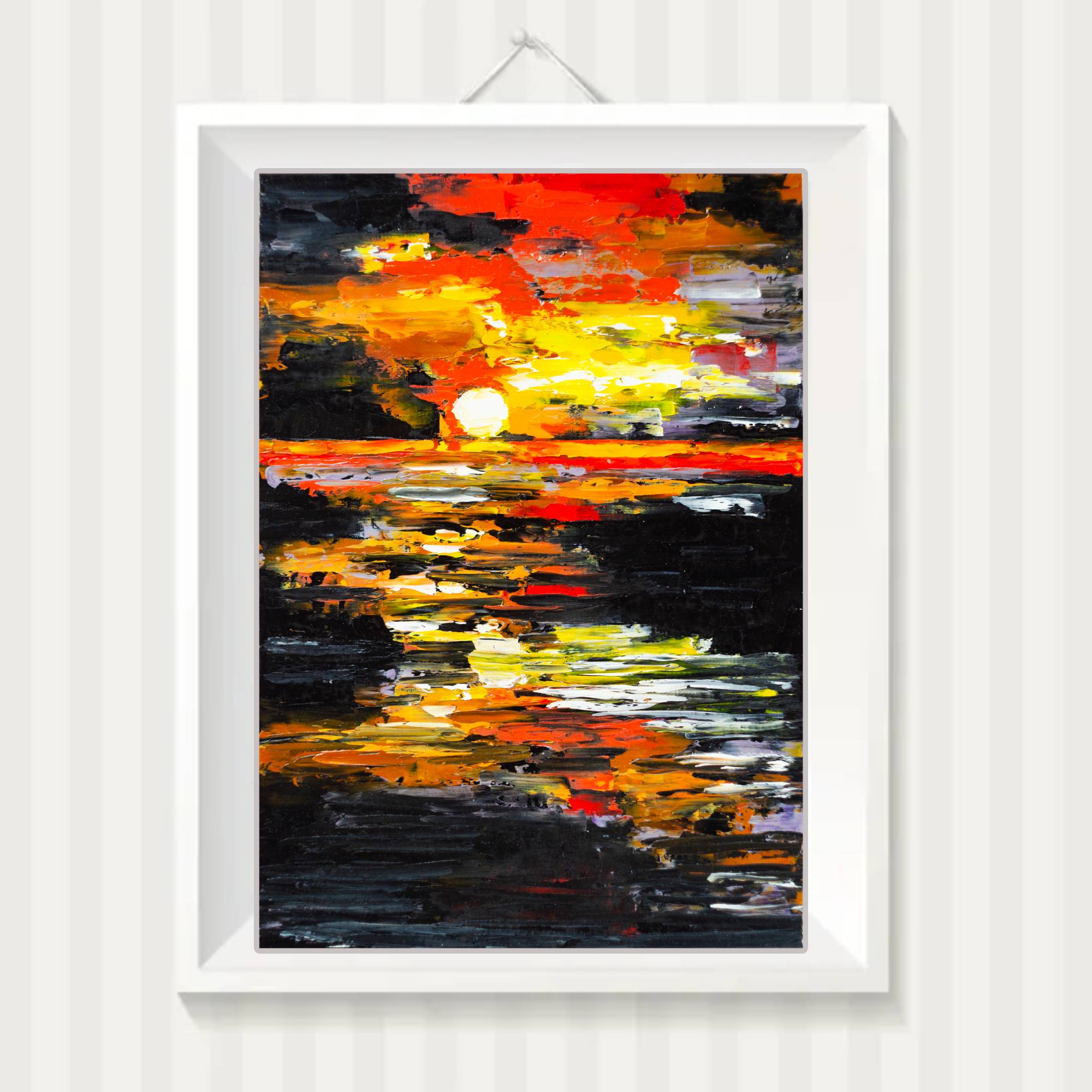 Sunset Painting Seascape Original Wall Art Moon Path - Image 7