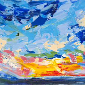 Sunset Painting Skyscape Original Art Seascape San Francisco Artwork Nautical