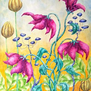 Watercolor Painting, In the Time of Flowers, Fantasy Botany