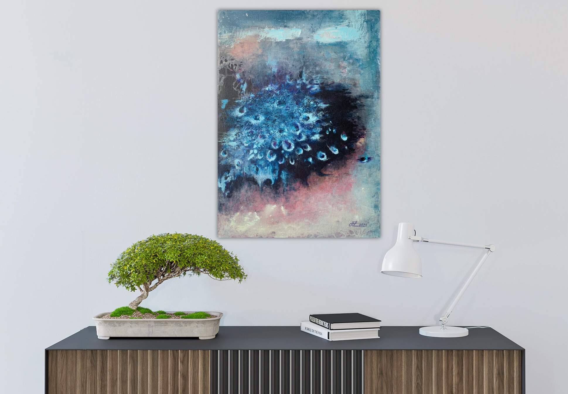 Abstract Acrylic Painting On Canvas On Cardboard