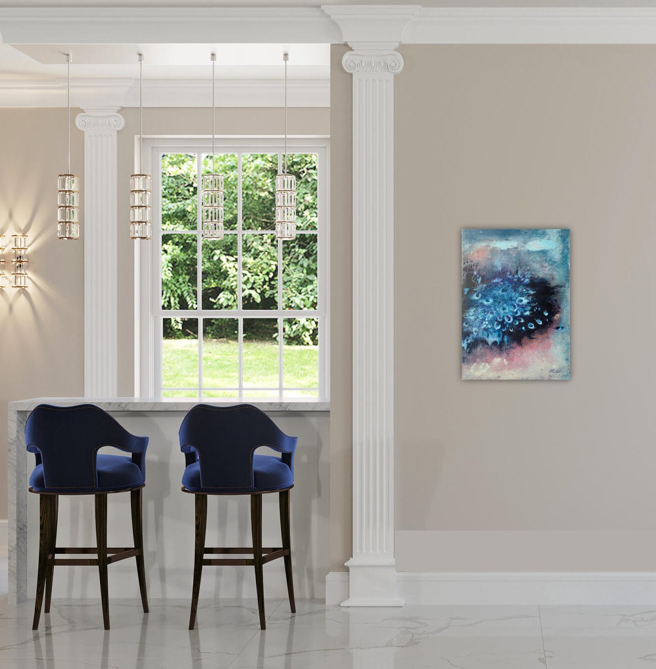 Abstract Acrylic Painting On Canvas On Cardboard