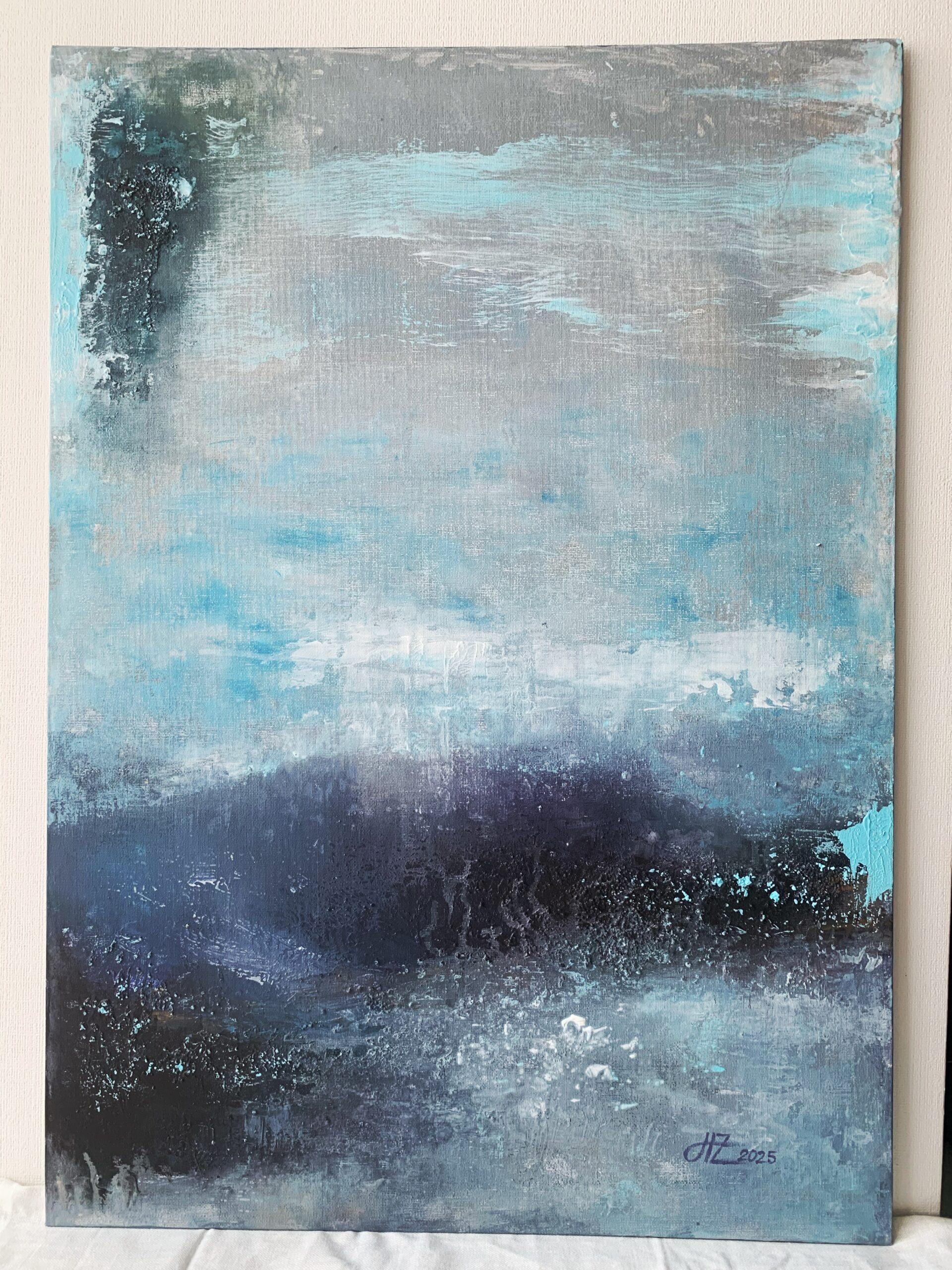 Abstract Acrylic Painting On Canvas On Cardboard