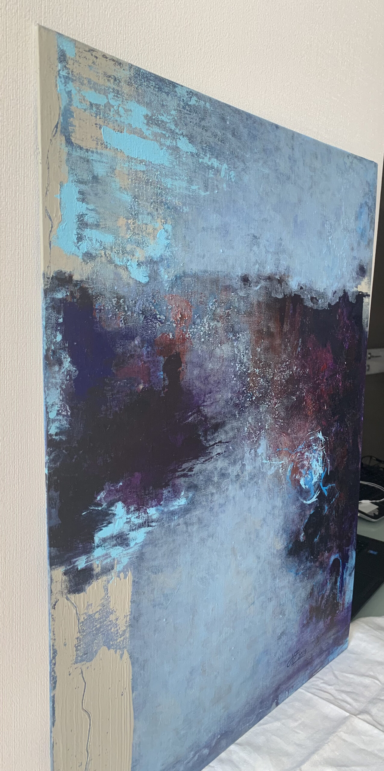 Abstract Acrylic Painting on canvas on cardboard