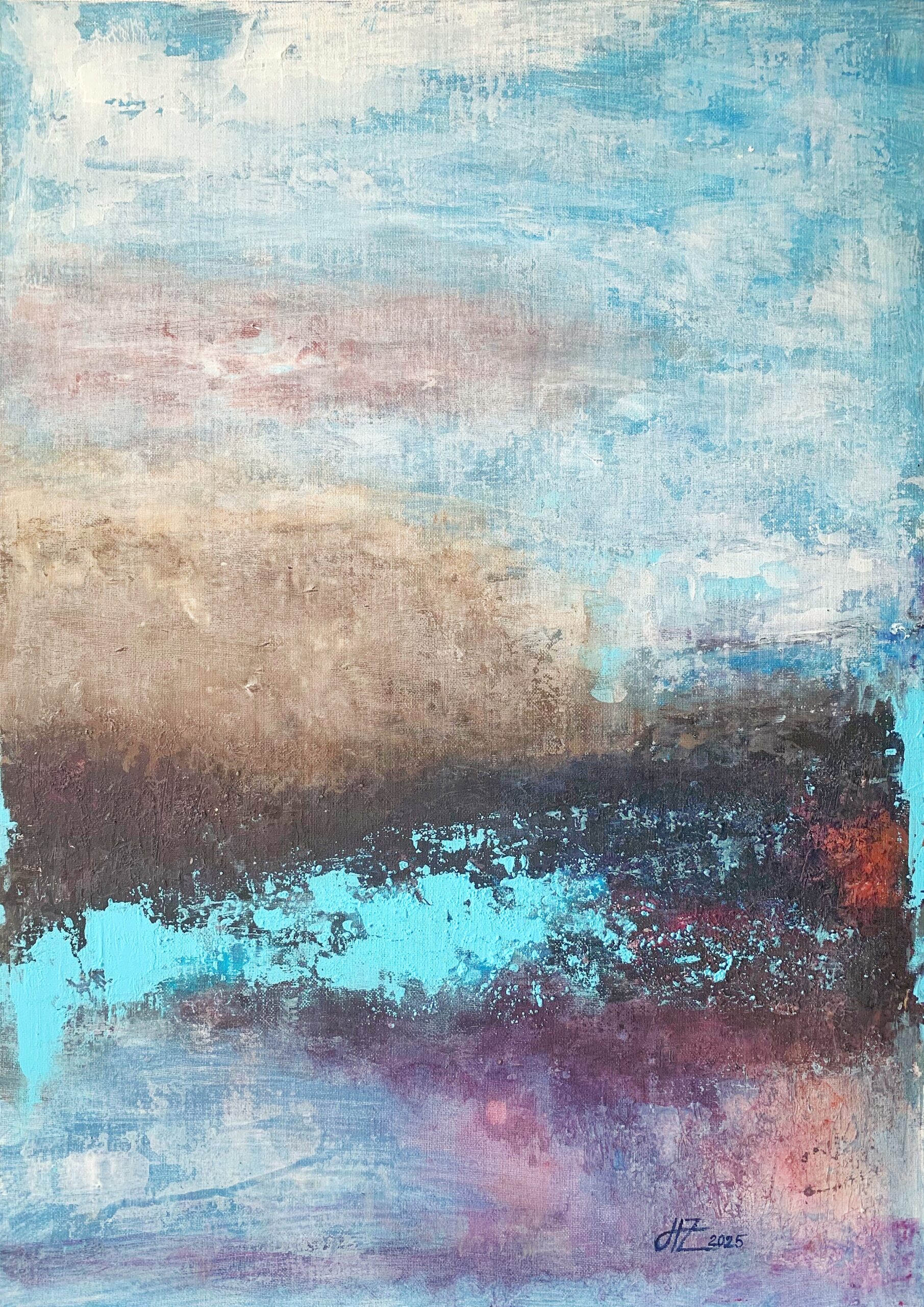 Abstract Acrylic Painting On Canvas On Cardboard