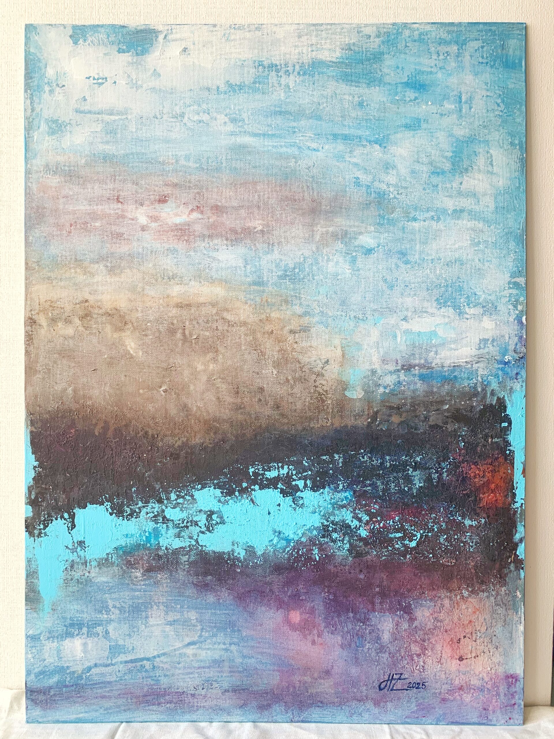 Abstract Acrylic Painting On Canvas On Cardboard