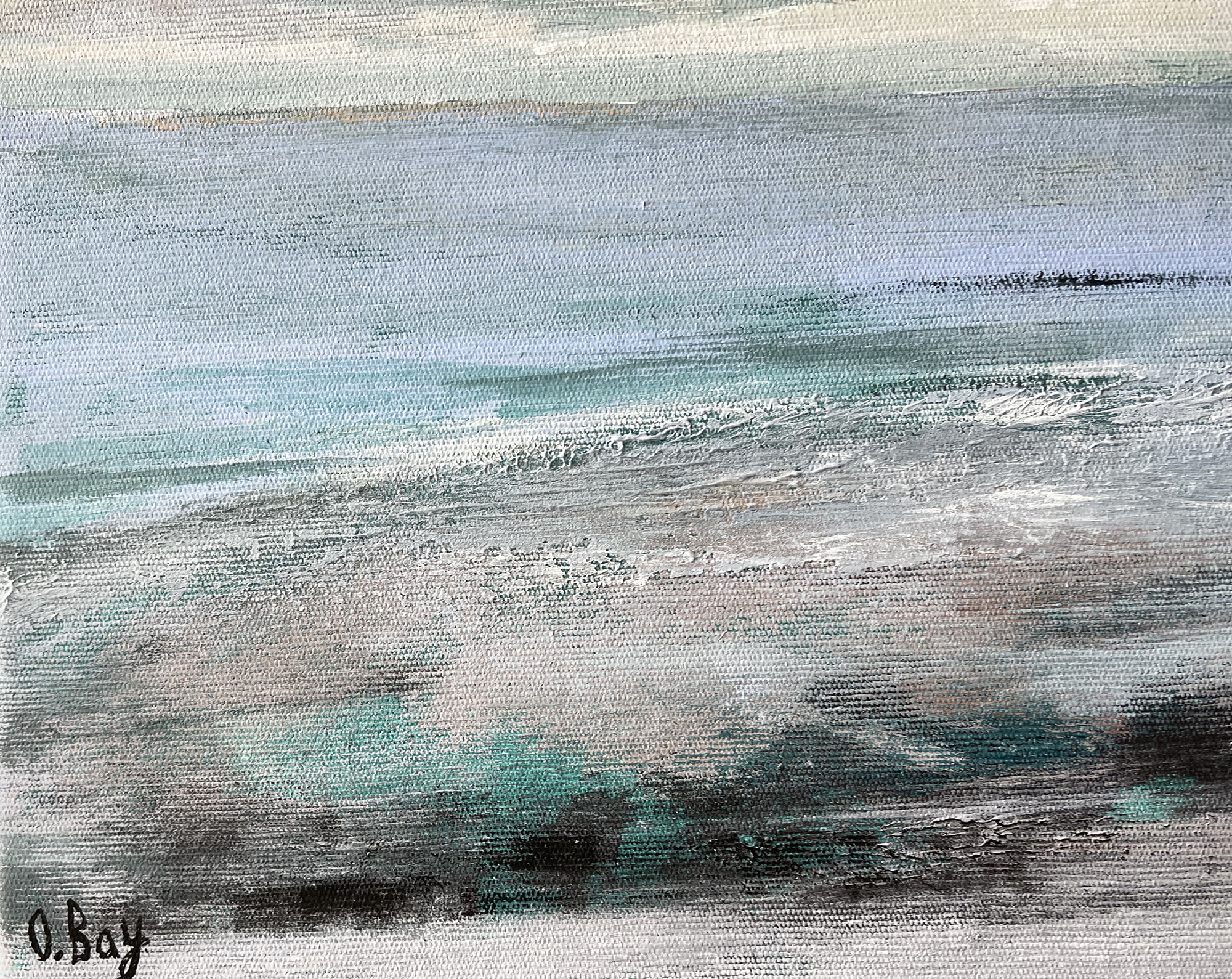 Contemporary Acrylic Painting Modern Landscape "Lullaby of the lake", 40x60 cm - Image 6