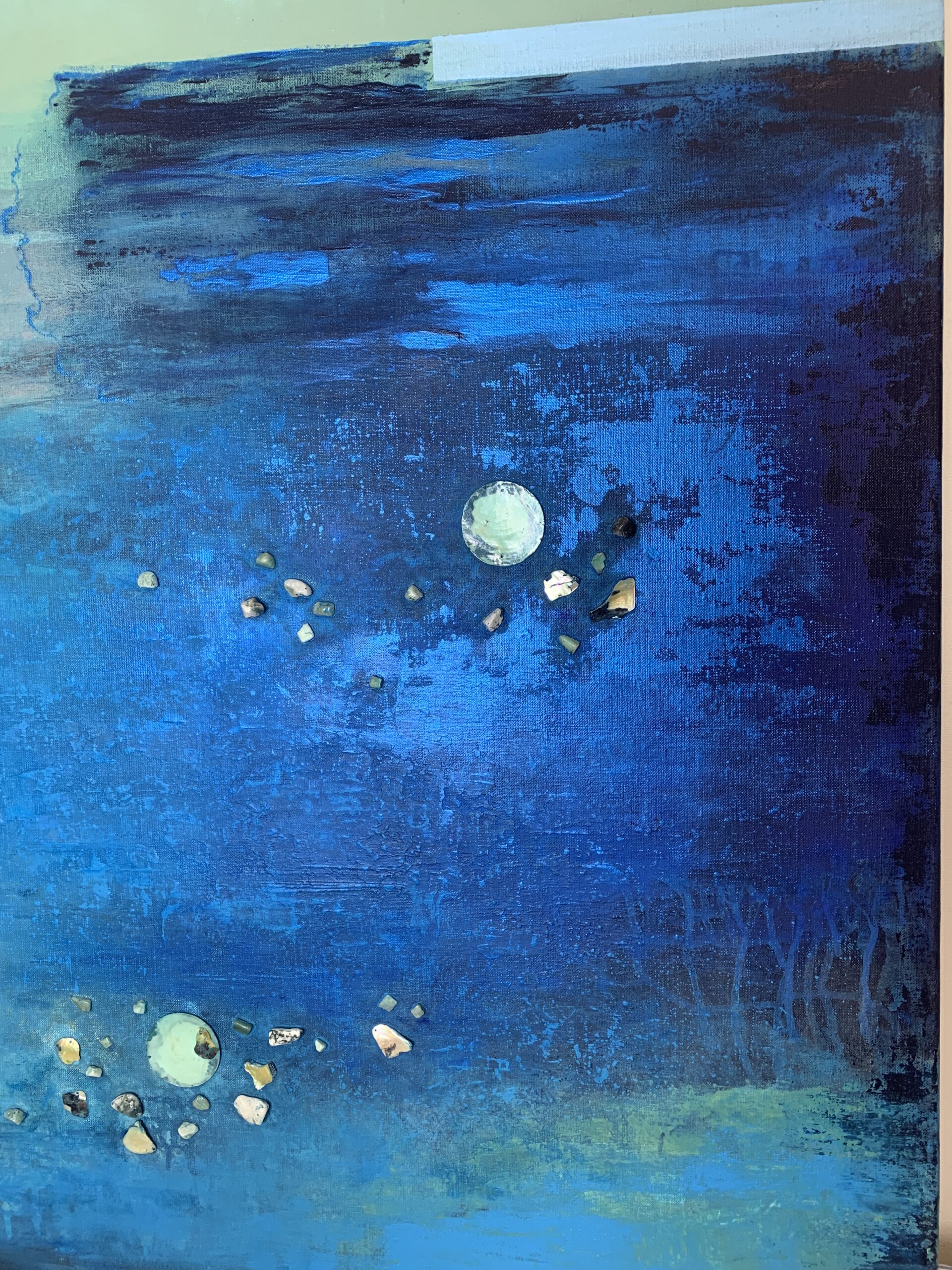 Abstract Acrylic Painting On Canvas 35,4 x 39,3 inches ( 90 x 100 cm. )