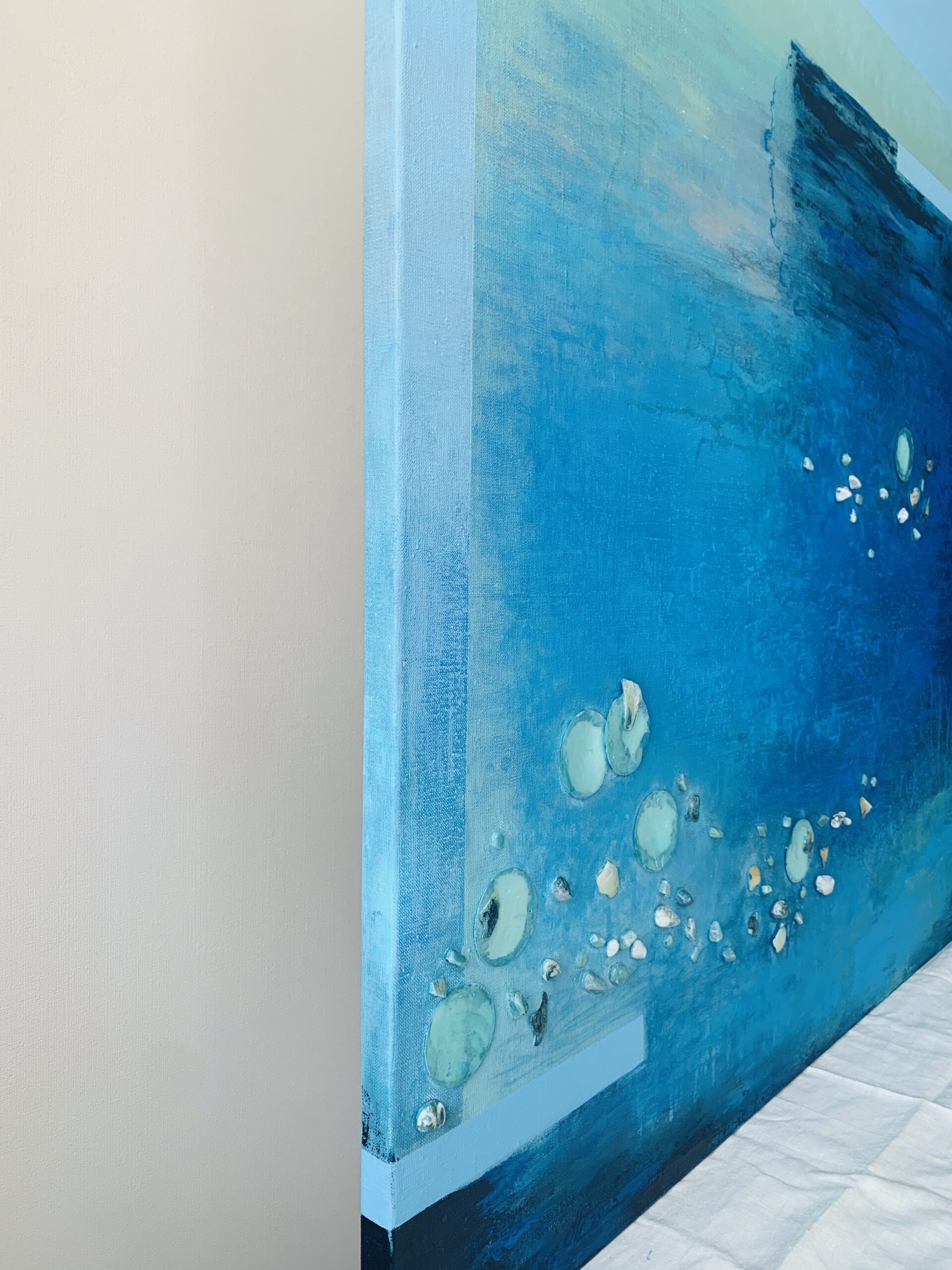 Abstract Acrylic Painting On Canvas “Ripples” 35,4 x 39,3 inches ( 90 x 100 cm. )