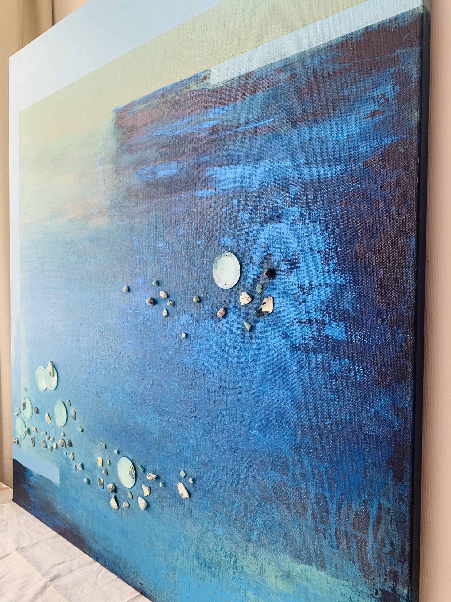 Abstract Acrylic Painting On Canvas 35,4 x 39,3 inches (90 x 100 cm. )