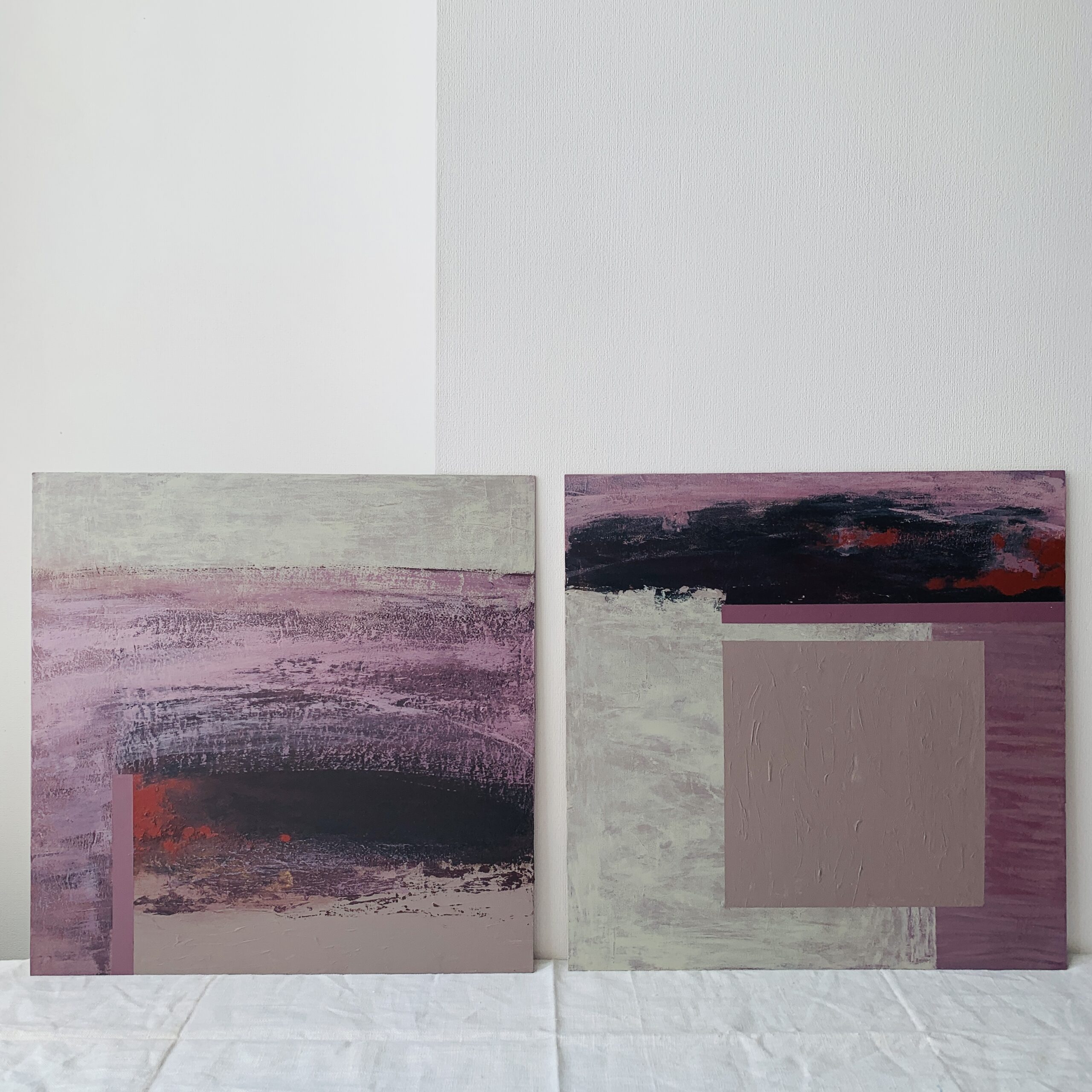 Abstract Acrylic Painting On Hardboard “Silence” 15,7 x 15,7