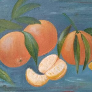 Tangerines Original Oil Painting on Canvas 20×25×1.5cm/7.6×9.6×0.7in