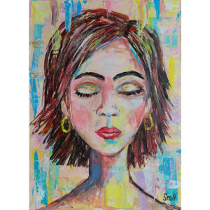 5 MINUTES BEFORE WAKING UP - unique female acrylic portrait