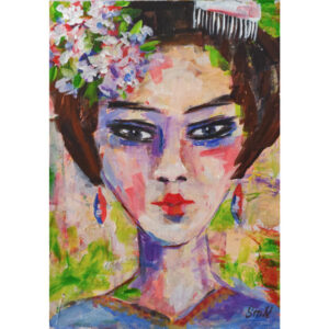 WHITE COMB FOR GEISHA - unique abstract modern portrait