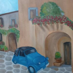 Original painting "A Little Bit of Italy" oil on canvas with stretcher 45x60x1.5cm / 17.7x23.6x0.6 inches