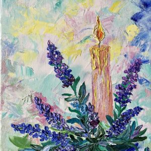 flower candle oil painting