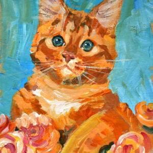 Ginger Cat Original Painting Signed by artist Lada Kholosho