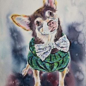 original watercolor chihuahua dog painting by Yael Natali Sonkin