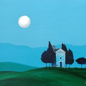 Original painting, Cappella Madonna di Vitaleta, acrylic by Ruslana Efremova