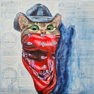 Cowboy Cat Pet in a Red Scarf