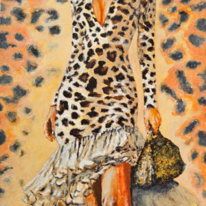Original painting dress leopard fashion figure acrylic by Marina Fisher