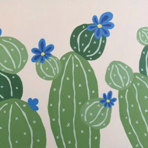 Blue Flowers on Cactus