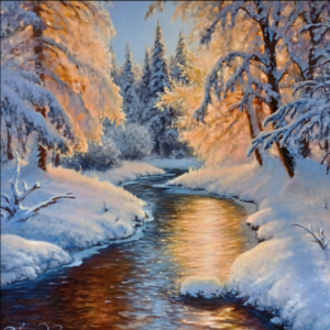 Evening in the winter forest