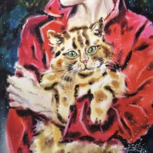 Ginger cat & Girl - Original Watercolor Painting