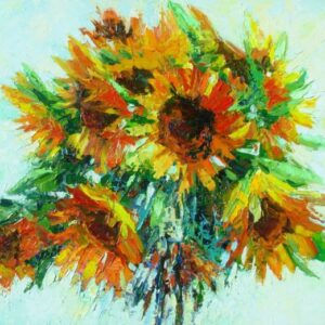 Sunflowers Abstract Interior Floral Original Oil Painting Wall Art Canvas 20x24