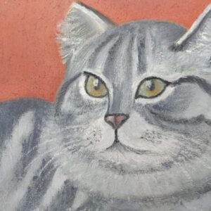 "Cat" Original oil painting on fiberboard, 15x20 cm/5.9x7.9 inches