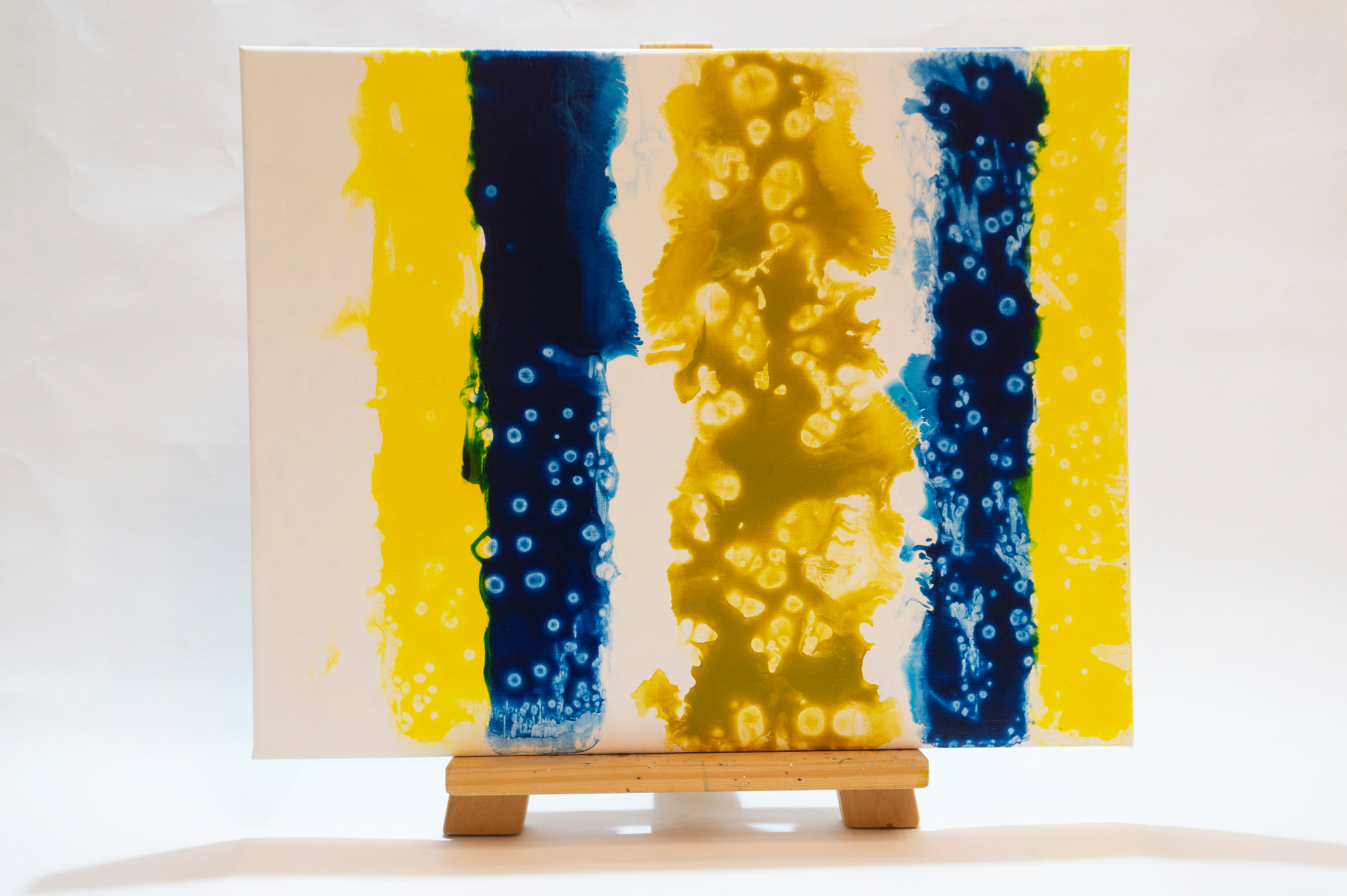 Original painting sea stripe abstract yellow acrylic on canvas by Marina Fisher