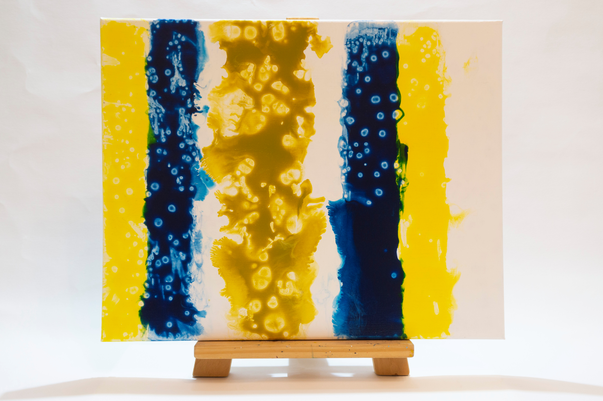 Original painting sea stripe abstract yellow acrylic on canvas by Marina Fisher