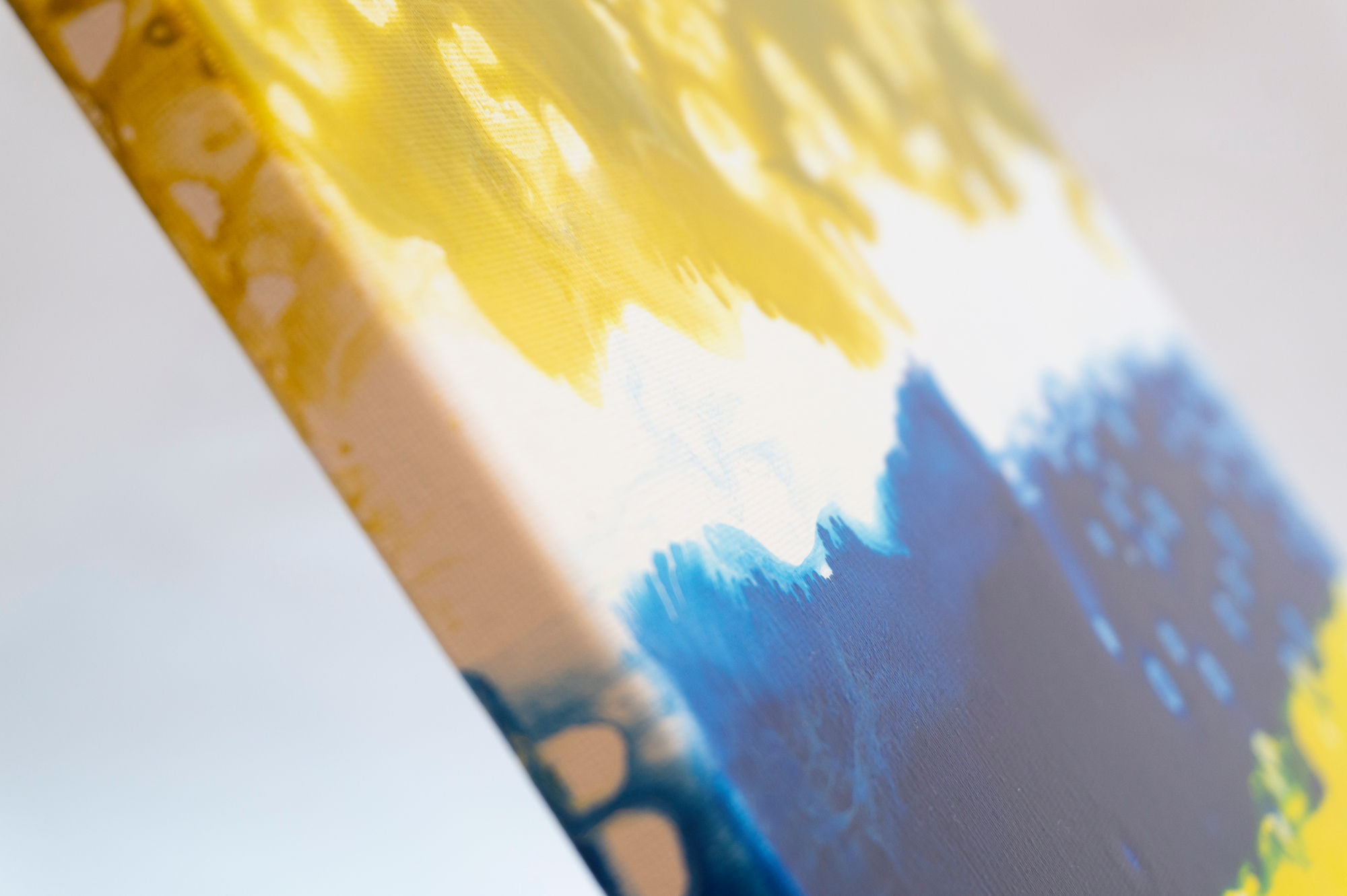Original painting sea stripe abstract yellow acrylic on canvas by Marina Fisher