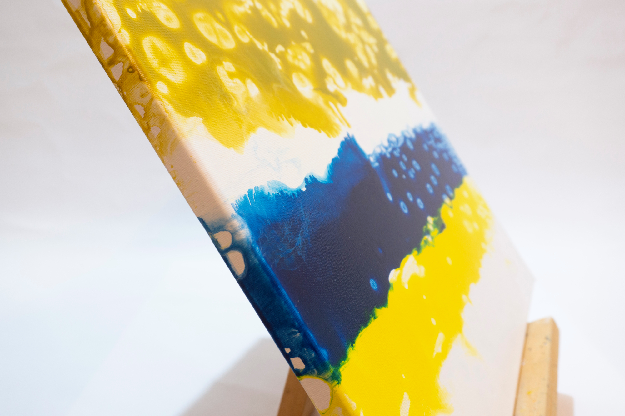 Original painting sea stripe abstract yellow acrylic on canvas by Marina Fisher