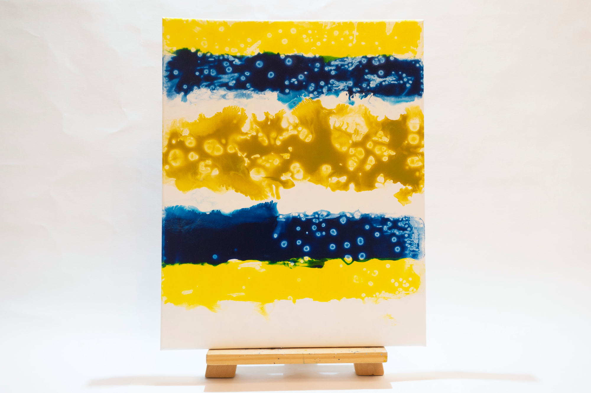 Original painting sea stripe abstract yellow acrylic on canvas by Marina Fisher